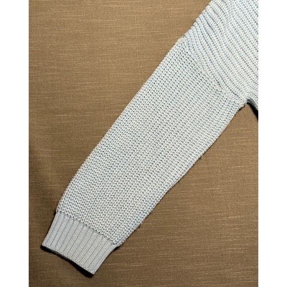 VICI Womens Light Blue Chunky Knit Turtleneck Sweater Chevron Cable SW4001 M - Picture 4 of 7